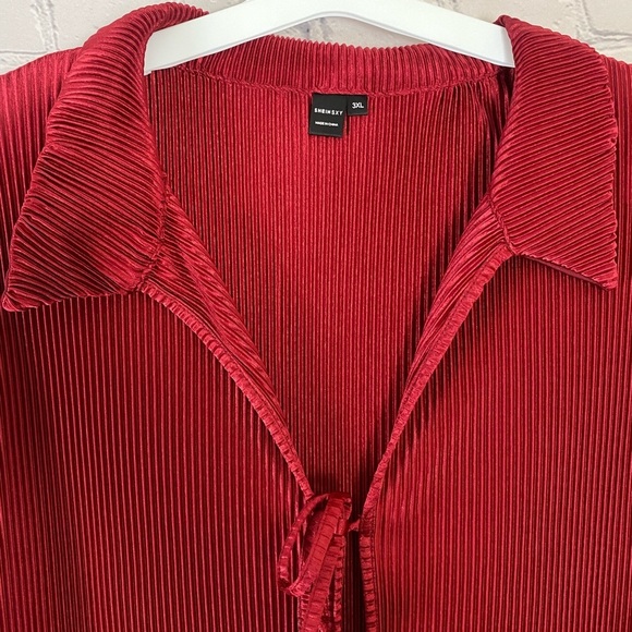 Shein Red Long Sleeve Blouse size 3X - Picture 3 of 9